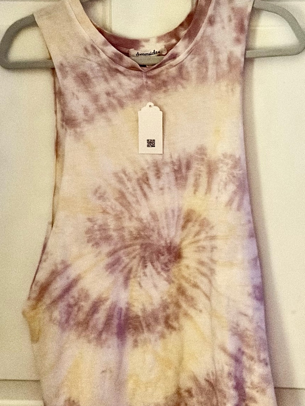 Dreams lie Tie-Dye Spiral Tank Top — Lavender & Cream